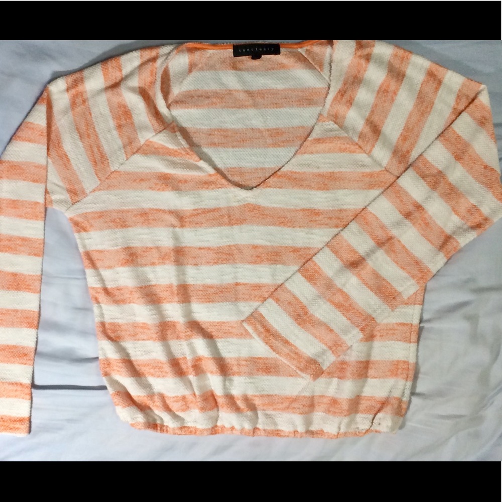 5/$25 Sanctuary long sleeve top orange white stripe